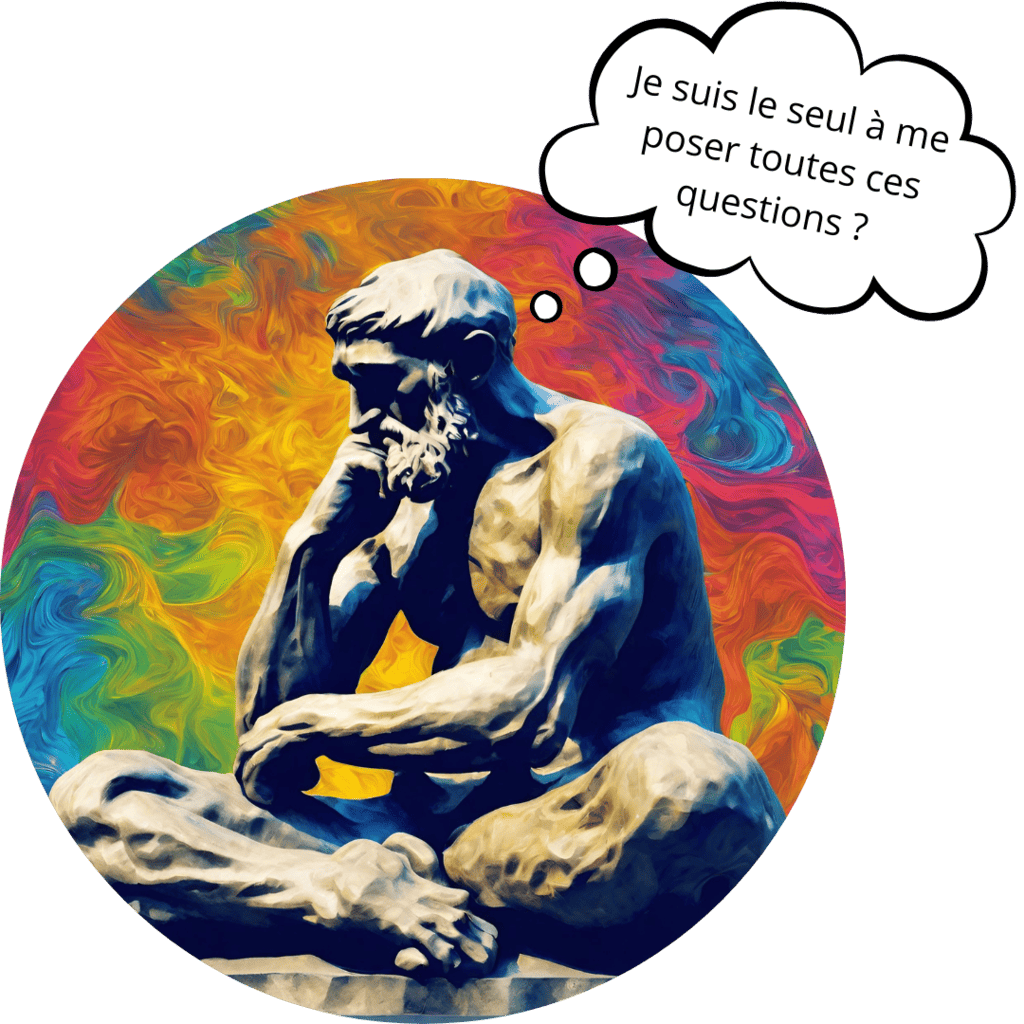 penseur rodin psychédélique bulle rond